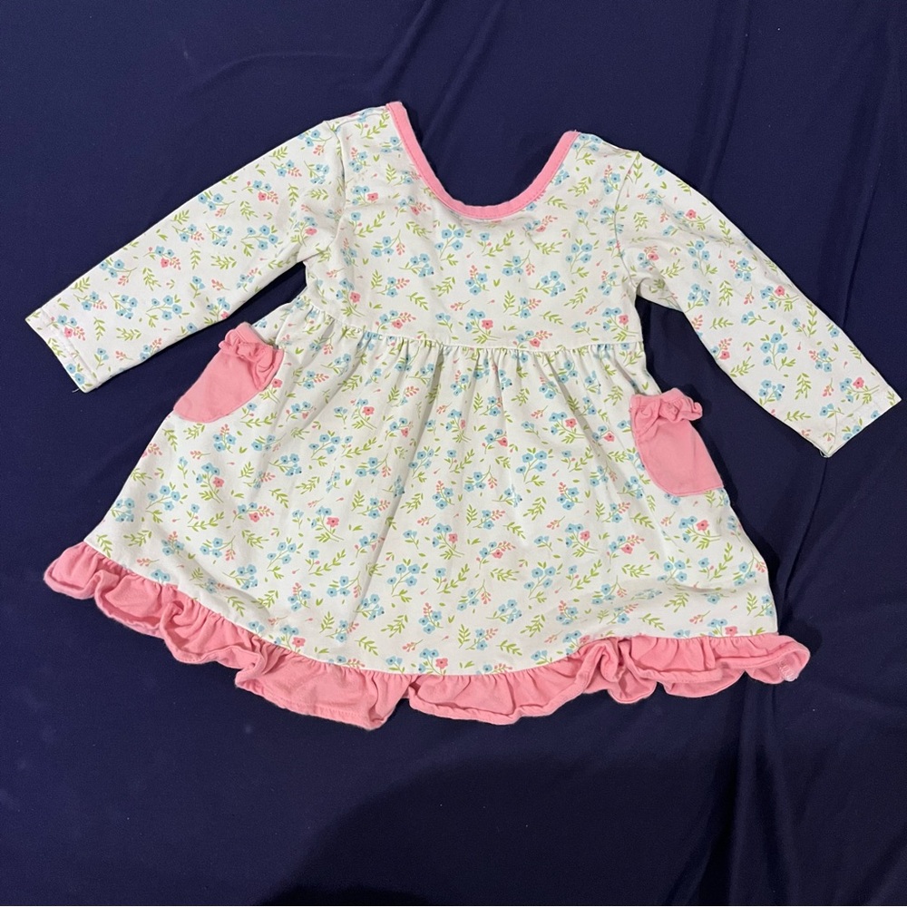 Jellybean by Smock Candy 12m Floral Long Sleeve Dress with Pink Accents